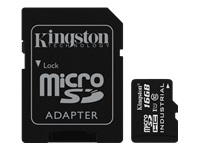 KINGSTON 16GB microSDHC UHS-I Class 10 Industrial Temp Card + SD Adapter