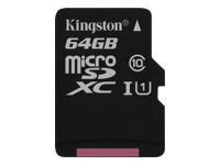 KINGSTON 64GB microSDXC Class10 UHS-I 45R Flash Card Single Pack w/o Adapter